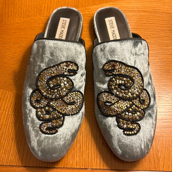 Steve Madden Velvet Beaded Slide - Picture 1 of 7
